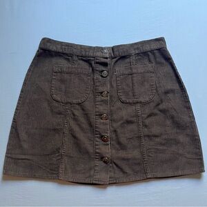 NWT MADCAP ENGLAND brown corduroy cotton button‎ up mini skirt